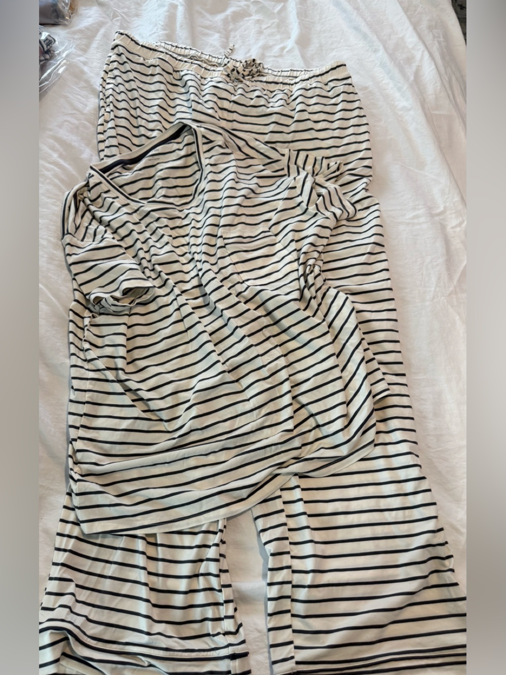 State of Day Striped Gray & White Modal Pajama Set EUC 0784